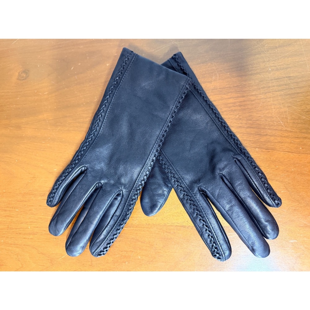 Unbranded Leather Gloves Women L Black Thinsulate Thermal Insulated Whipstitch